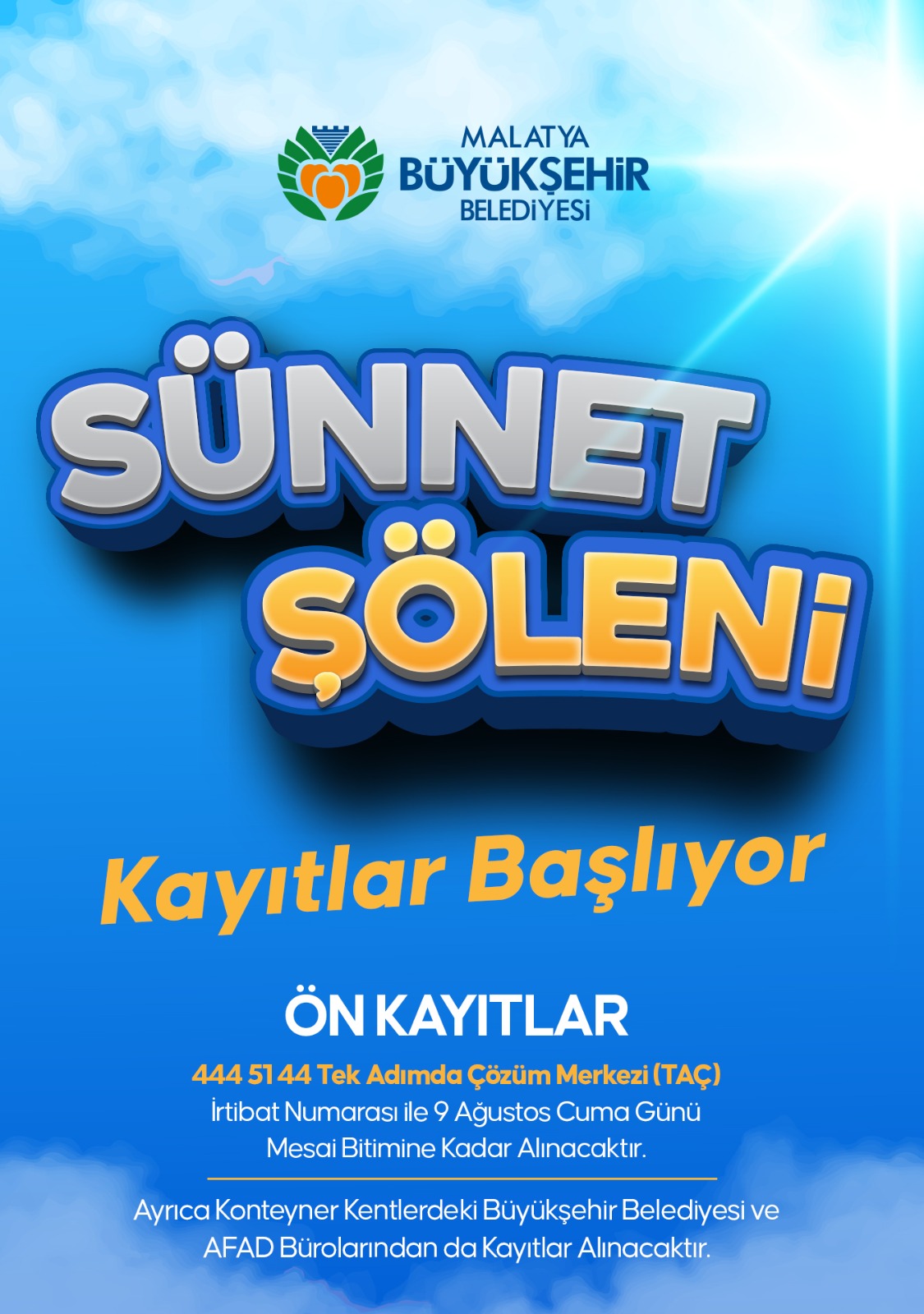 BÜYÜKŞEHİR BELEDİYESİ SÜNNET ŞÖLENİ DÜZENLEYECEK