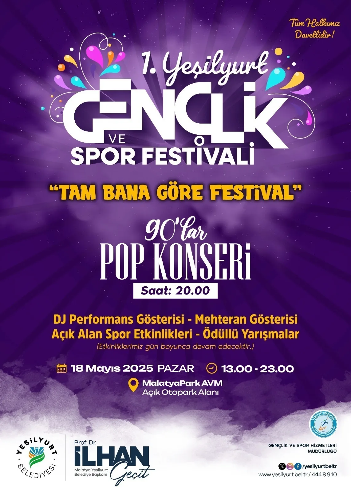 1. Yeşilyurt Gençlik Ve Spor Festivali 18 Mayıs'ta!