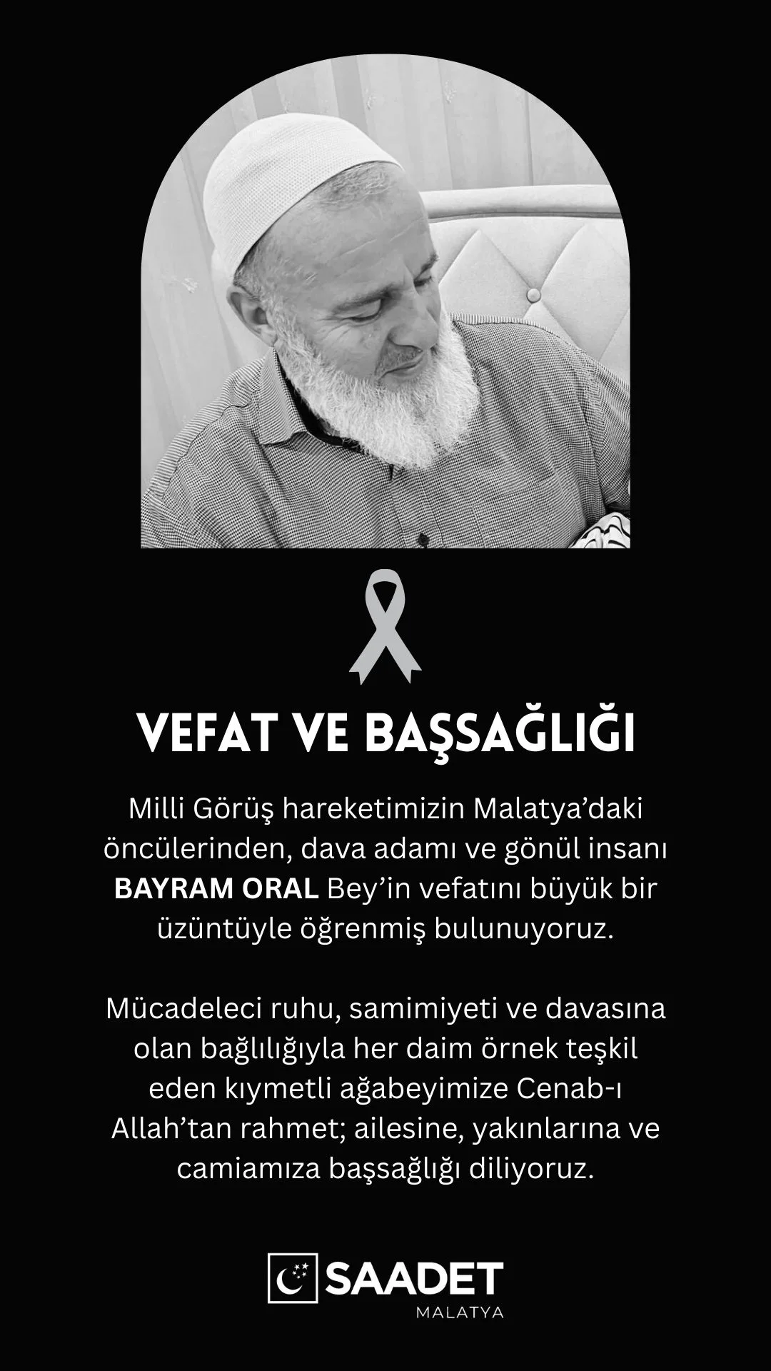 Malatyalı İş İnsanı Bayram Oral Vefat Etti