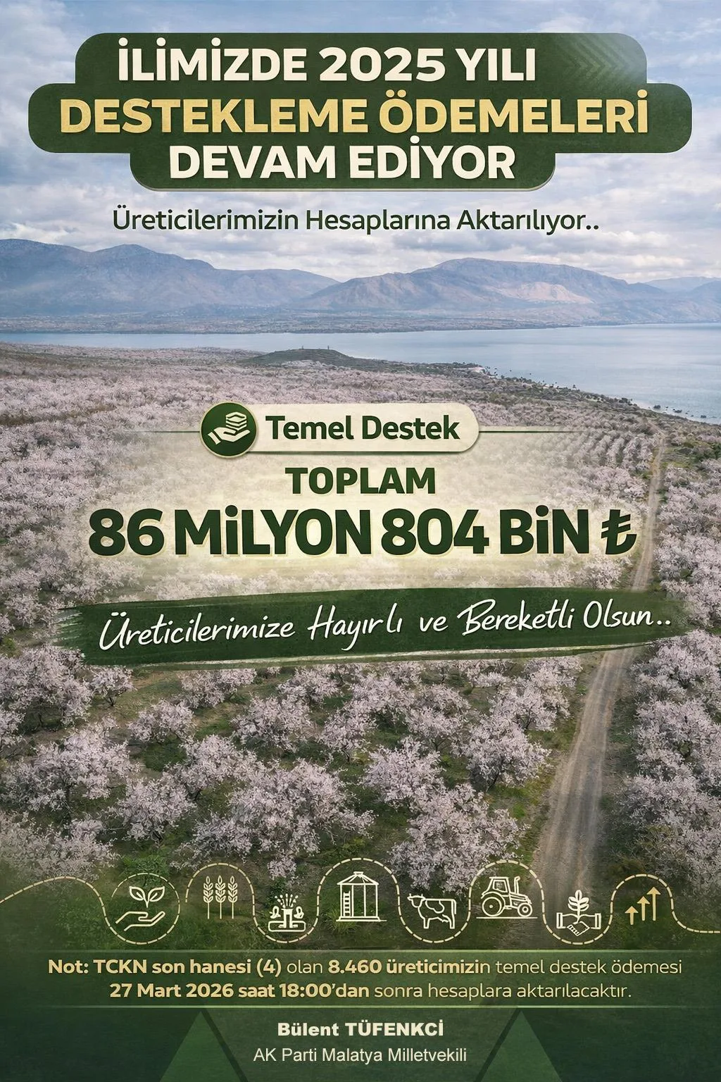 Ak Parti Malatya Milletvekili Bülent Tüfenkci'den Çiftçilere Müjde